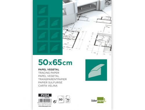 Bloco de papel vegetal liderpapel 50x65cm 70 gr , Liderpapel , 63230 , 8423473632301